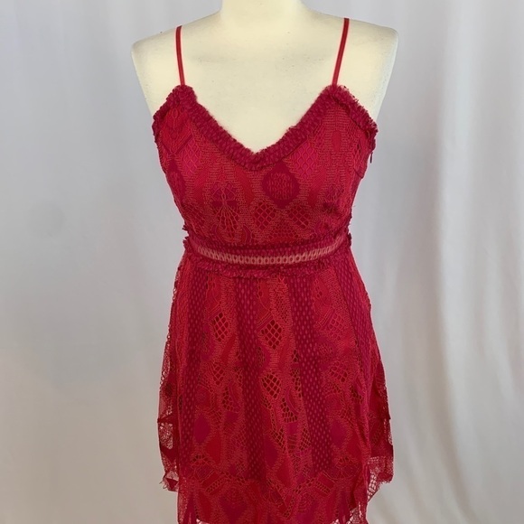Foxiedox Gloria Lace Mini Dress in Raspberry - Picture 2 of 8